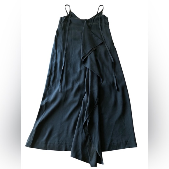 Massimo Dutti Black | Ruffle Spaghetti Strap Midi Dress - Picture 4 of 8